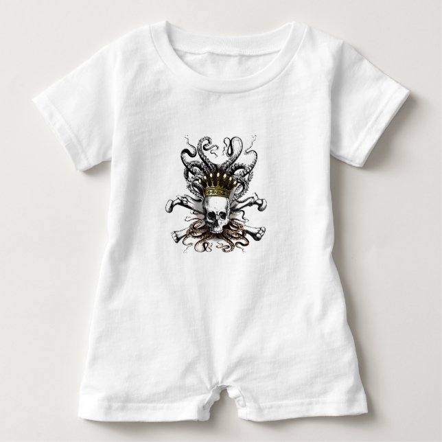 Camiseta Para Bebê King Squid Skull Baby (Frente)