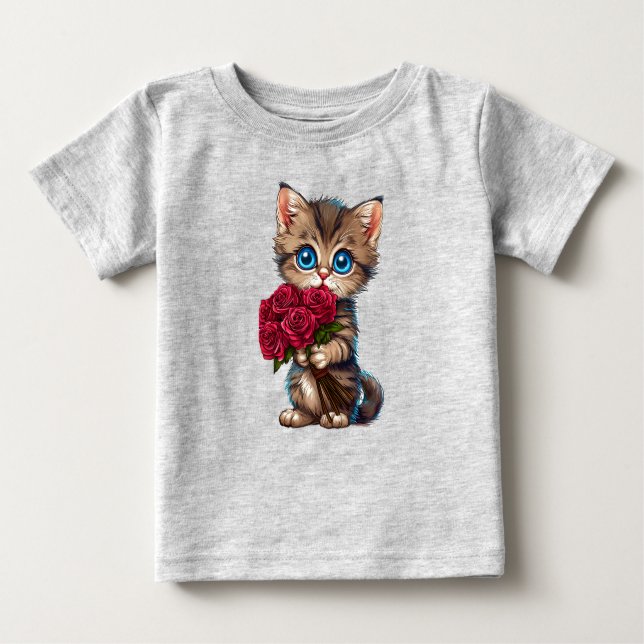 Camiseta Para Bebê Kitten Adorável do estilo cartoon (Frente)
