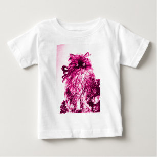 Camiseta Para Bebê KITTEN COM ROSAS, cor-de-rosa Branca de Fúchsia