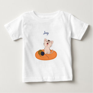 Camiseta Para Bebê Kitten com Wool Ball
