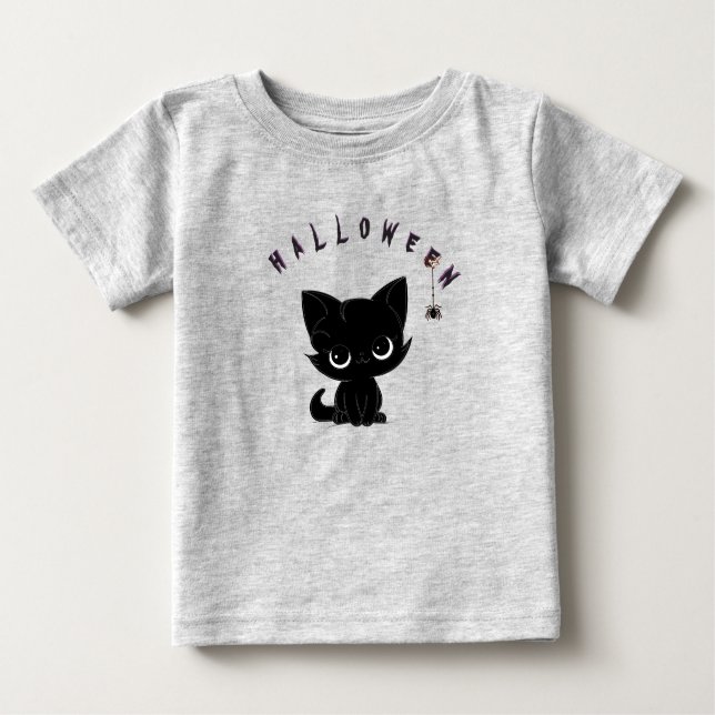 Camiseta Para Bebê Kitten d'Halloween  (Frente)