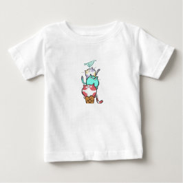 Camiseta Para Bebê Kitty Cone Cute Cat Ice Cream Kawaii