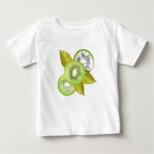 Camiseta Para Bebê Kiwi, frutado, verde e branco, fresco, suculento,