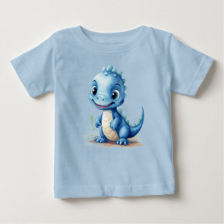 Camiseta Para Bebê Kleine Blauwe Dino