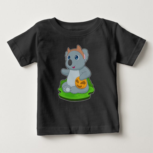 Camiseta Para Bebê Koala Halloween Pumpkin (Frente)