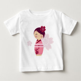 Camiseta Para Bebê Kokeshi Sakura Baby Tee