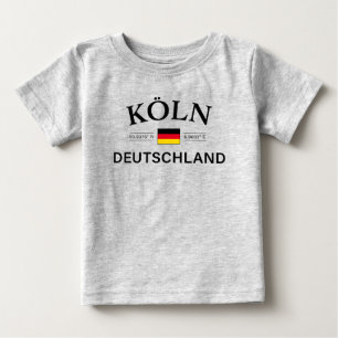 Camiseta Para Bebê Koln (Colônia) Coordenadas de Alemanhas Alemãs