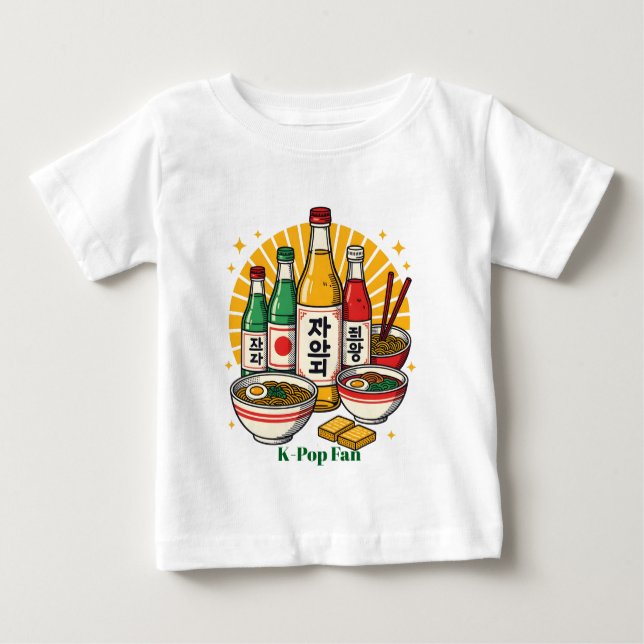 Camiseta Para Bebê Korean Pop Culture Chest Print (Frente)