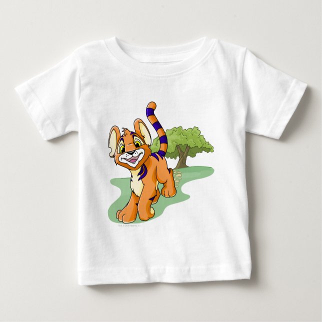 Camiseta Para Bebê Kougra alaranjado aventuroso na ilha do mistério (Frente)