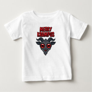 Camiseta Para Bebê Krampus Alegre e Sinistro Cute