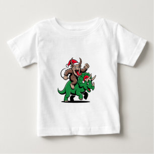Camiseta Para Bebê Krampus Montado Em Um Dinossauro Natal Malvado Do