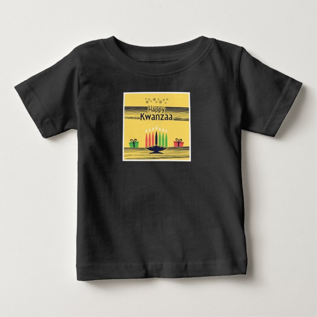 Camiseta Para Bebê Kwanzaa Cute Black (Frente)