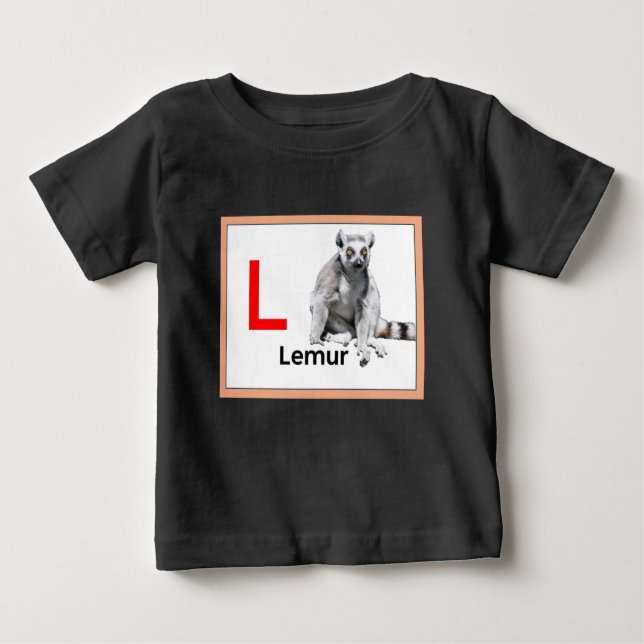 Camiseta Para Bebê L é para Lemur (Frente)