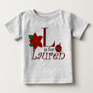 Camiseta Para Bebê L is for Lauren, Baby's First Christmas T-shirt