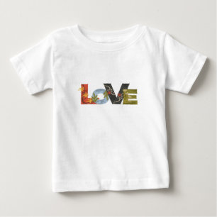 Camiseta Para Bebê L O V E Bebê T-shirt branca