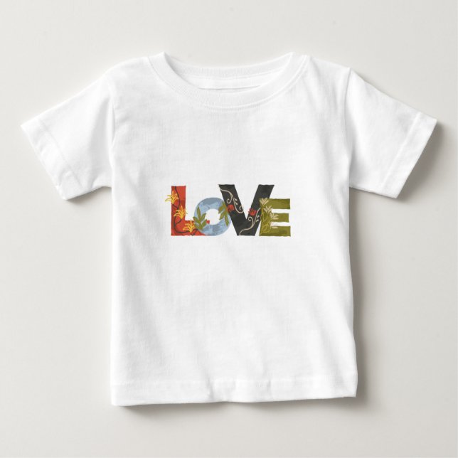 Camiseta Para Bebê L O V E Bebê T-shirt branca (Frente)