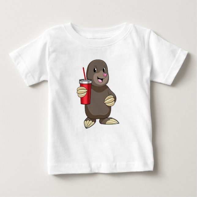 Camiseta Para Bebê Lã com caneca de Bebendo (Frente)
