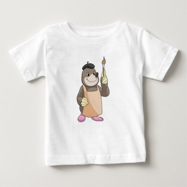 Camiseta Para Bebê Lã como Pintor com Pintor (Frente)