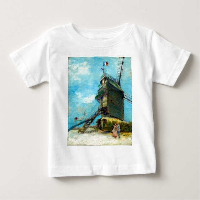 Camiseta Para Bebê La Galette de Vincent van Gogh Le Moulin de (Frente)