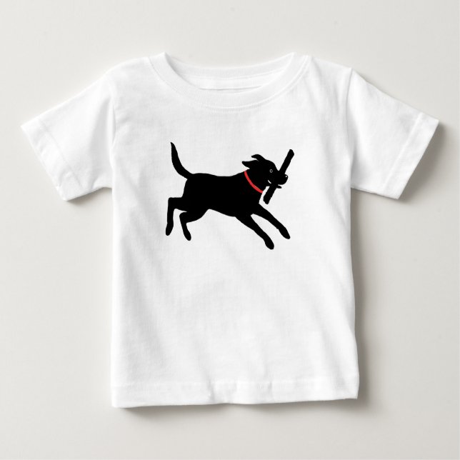Camiseta Para Bebê Laboratório preto Running bonito do cão | de (Frente)