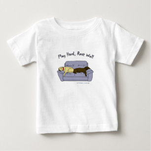 Camiseta Para Bebê laboratórios de chocolate e amarelo