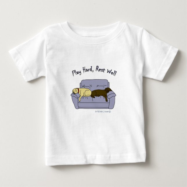 Camiseta Para Bebê laboratórios de chocolate e amarelo (Frente)