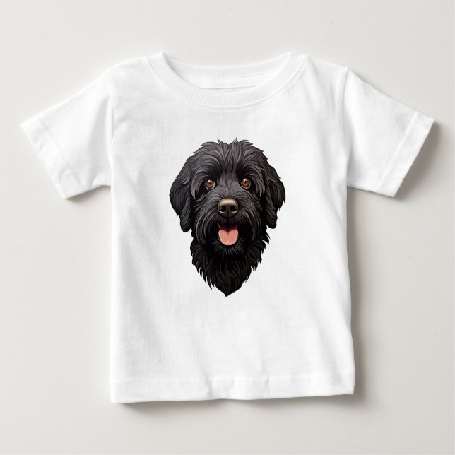 Camiseta Para Bebê Labradoodle Black Dog (Frente)