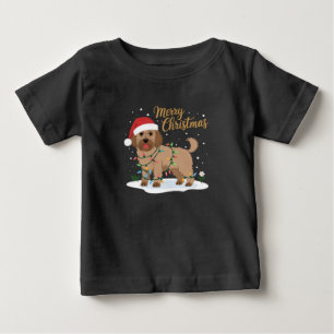 Camiseta Para Bebê Labradoodle Felry Natal Engraçado Cachorro de Nata