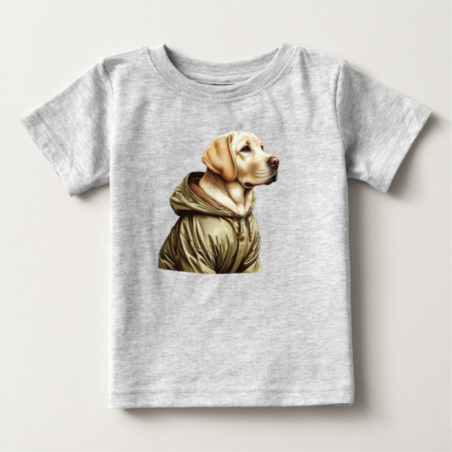 Camiseta Para Bebê Labrador/cachorro à caça (Frente)
