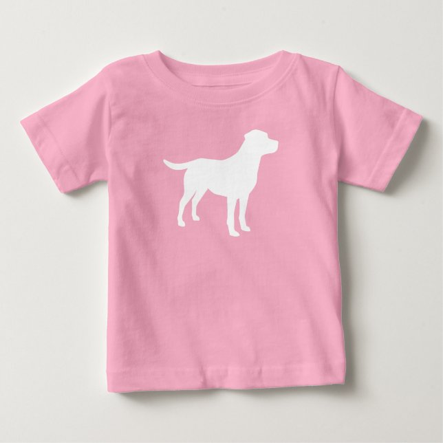 Camiseta Para Bebê Labrador Chá de fraldas de Cachorro Rosa (Frente)