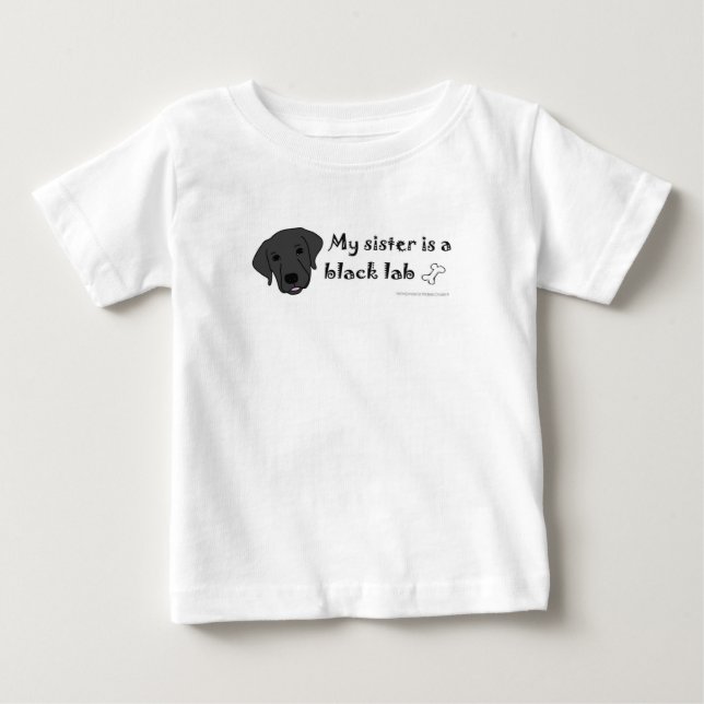 Camiseta Para Bebê labrador preto (Frente)