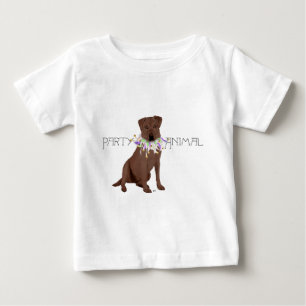 Camiseta Para Bebê Labrador Retriever Animal de Festa Marrom