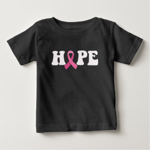 Camiseta Para Bebê Laço Rosa Conscientização do Câncer Esperança de C