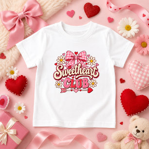 Camiseta Para Bebê laço xadrez do Sweetheart Club rosa