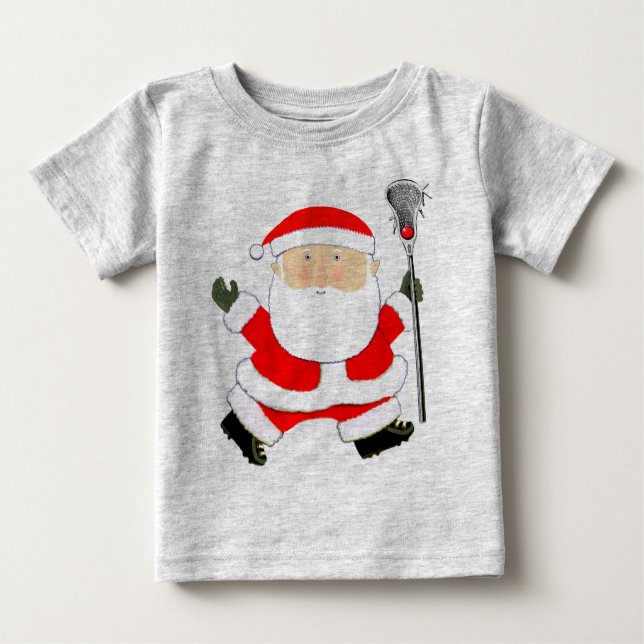 Camiseta Para Bebê Lacrosse Christmas (Frente)