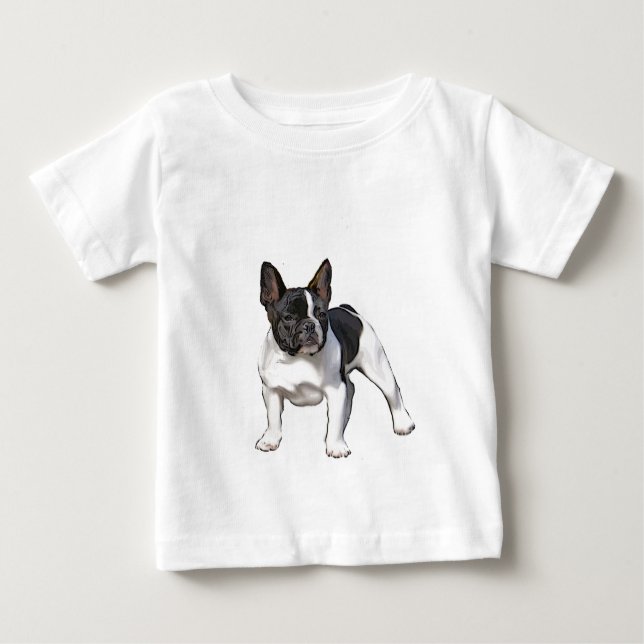 CAMISETA PARA BEBÊ LACUNA FRANCESA PRETA E BRANCA (Frente)