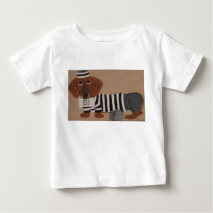 Camiseta Para Bebê Ladra de Petiscos Dachshund Presidiária