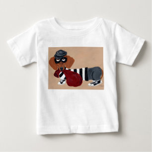 Camiseta Para Bebê Ladrão de petiscos Dachshund assaltante
