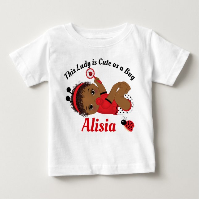 Camiseta Para Bebê Ladybug African American Girl Baby T-Shirt (Frente)