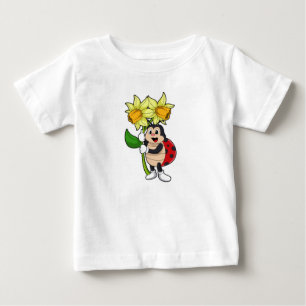 Camiseta Para Bebê Ladybug com Flor Daffodil