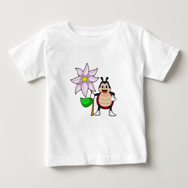 Camiseta Para Bebê Ladybug com Flower.PNG (Frente)