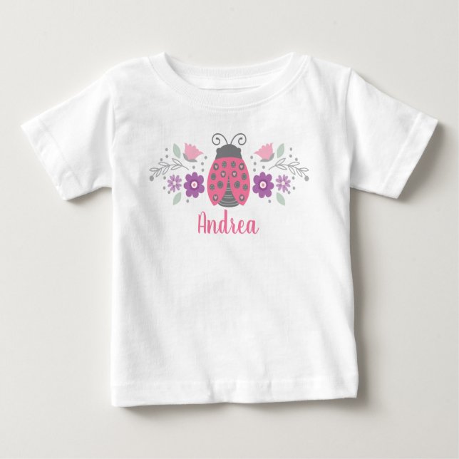 Camiseta Para Bebê Ladybug Cor-de-rosa (Frente)