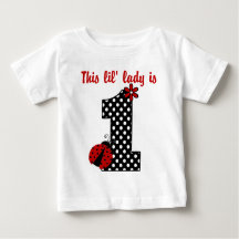 "Ladybug First Birthday" MONOGRAM RUFLE TEE