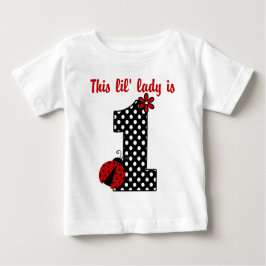 Camiseta Para Bebê "Ladybug First Birthday" MONOGRAM RUFLE TEE