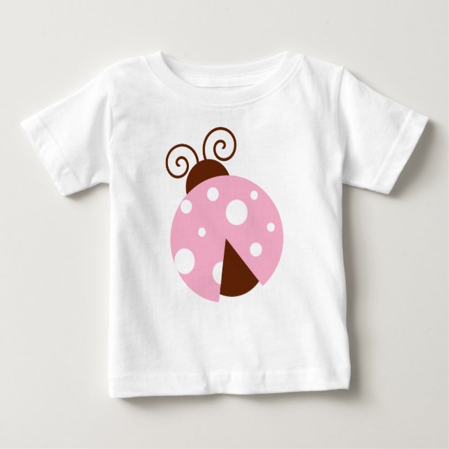 Camiseta Para Bebê Ladybug, Ladybug Cute, Ladybug Rosa, Ladybird (Frente)