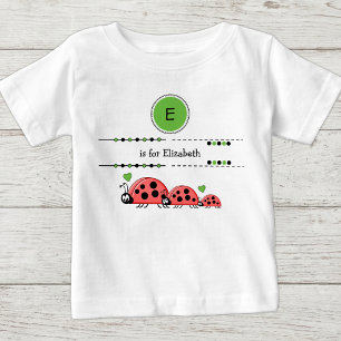 Camiseta Para Bebê Ladybugs adiciona nome preto e verde