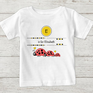 Camiseta Para Bebê Ladybugs adicionam nome preto e amarelo
