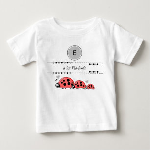 Camiseta Para Bebê Ladybugs adicionam nome preto e cinza