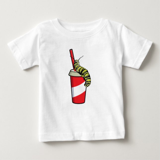 Camiseta Para Bebê Lagarta com bebida (Frente)