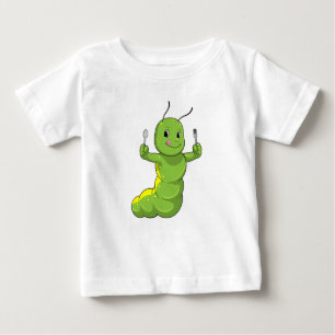 Camiseta Para Bebê Lagarta com Colheres e garfos